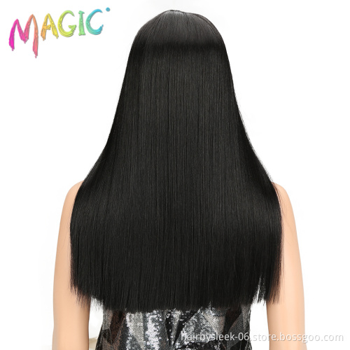 Magic Hair 20 Inch Synthetic Straight Hair Lace Front Wig Natural Hairline Heat Resistant Fiber Hair Middle Part For Black Women